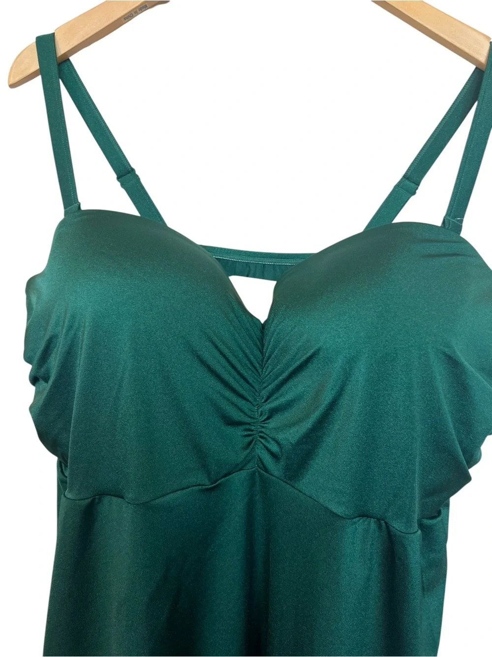 Swim by Cacique NWT Emerald Green 42DDD Lightly Lined Bandeau Tankini Top